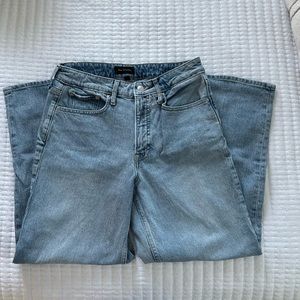 Free Assembly Women's Cropped Wide High Rise Straight Jeans - Light Indigo